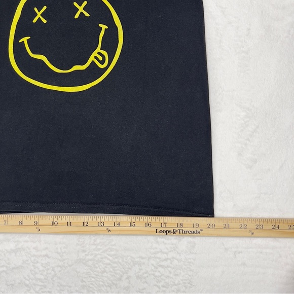 Nirvana Shirt Adult Medium Short Sleeve Black Smiley Face - Picture 7 of 9